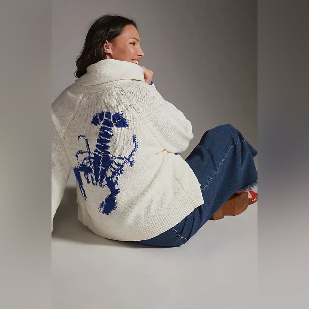 Anthropologie Maeve Lobster Cardigan Sweater - Picture 4 of 11